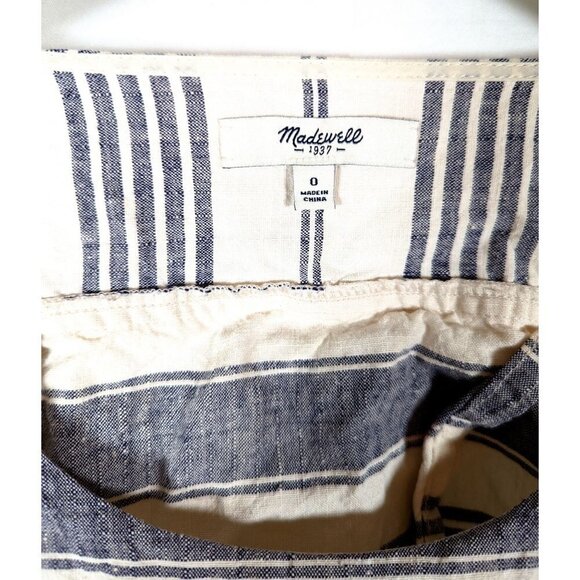 Madewell Size 0 Nautical Preppy Striped LINEN Blend Overlay Dress Open Back - Picture 4 of 6